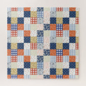 Red and Blue Patchwork Jigsaw Puzzle ジグソーパズル (横)