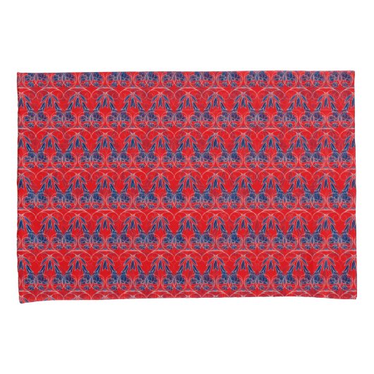 Red and blue Pillowcase 枕カバー (正面右)