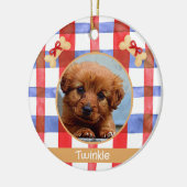 Red and Blue Plaid Round Pet Ornament セラミックオーナメント (左)