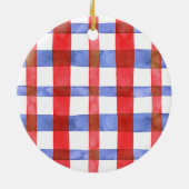 Red and Blue Plaid Round Pet Ornament セラミックオーナメント (裏面)