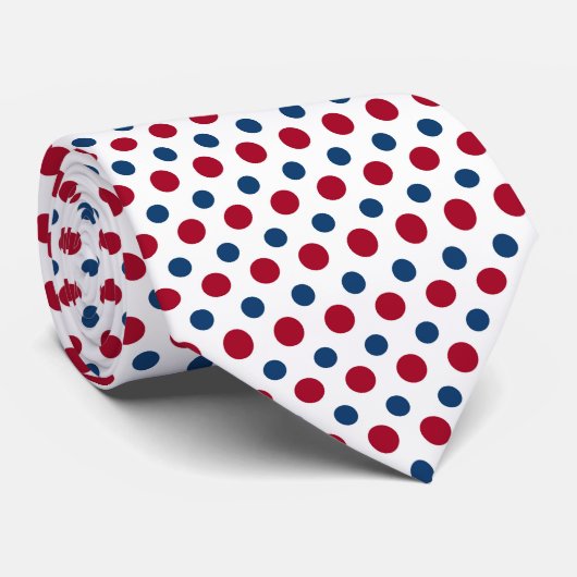 Red and Blue Polka Dots Pattern Neck Tie ネクタイ (ロール)