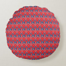 Red and Blue Round Pillow