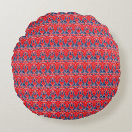 Red and Blue Round Pillow ラウンドクッション