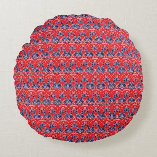Red and Blue Round Pillow ラウンドクッション (正面)