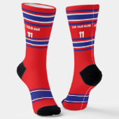 Red and Blue Sport Jersey - Name Number Socks ソックス (傾斜あり)