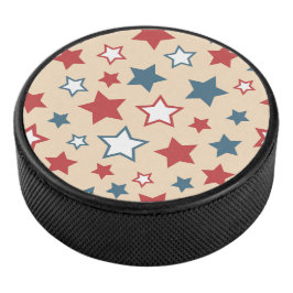 Red and Blue Stars, 4th of July, Beige Background アイスホッケーパック