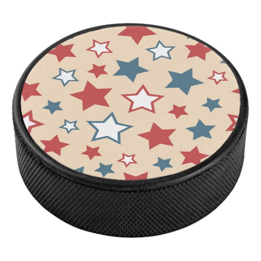 Red and Blue Stars, 4th of July, Beige Background アイスホッケーパック (3/4)