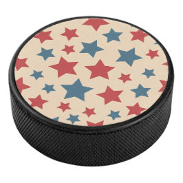 Red and Blue Stars, 4th of July, Beige Background アイスホッケーパック