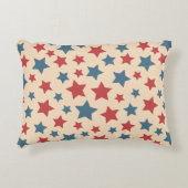 Red and Blue Stars, 4th of July, Beige Background アクセントクッション (正面)
