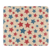 Red and Blue Stars, 4th of July, Beige Background カッティングボード (正面)