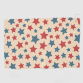 Red and Blue Stars, 4th of July, Beige Background ゴルフタオル (横)