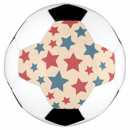 Red and Blue Stars, 4th of July, Beige Background サッカーボール