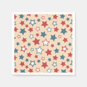 Red and Blue Stars, 4th of July, Beige Background スタンダードカクテルナプキン (正面)