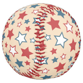 Red and Blue Stars, 4th of July, Beige Background ソフトボール