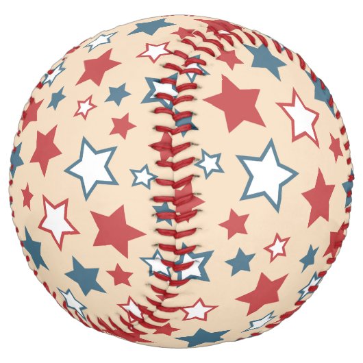 Red and Blue Stars, 4th of July, Beige Background ソフトボール (アングル)