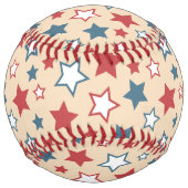Red and Blue Stars, 4th of July, Beige Background ソフトボール (正面)