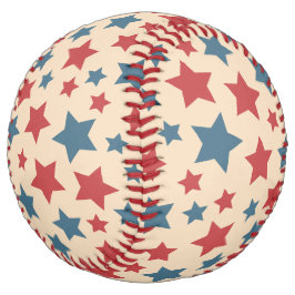 Red and Blue Stars, 4th of July, Beige Background ソフトボール