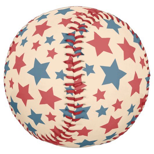 Red and Blue Stars, 4th of July, Beige Background ソフトボール (アングル)