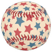 Red and Blue Stars, 4th of July, Beige Background ソフトボール (正面)
