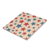 Red and Blue Stars, 4th of July, Beige Background タイル (側面)