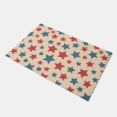 Red and Blue Stars, 4th of July, Beige Background ドアマット (アングル)