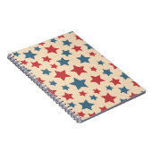 Red and Blue Stars, 4th of July, Beige Background ノートブック (右側)