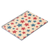 Red and Blue Stars, 4th of July, Beige Background ノートブック (左側)