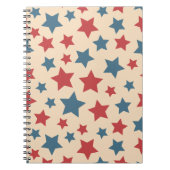 Red and Blue Stars, 4th of July, Beige Background ノートブック (正面)