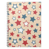 Red and Blue Stars, 4th of July, Beige Background ノートブック (正面)