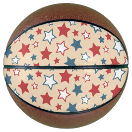 Red and Blue Stars, 4th of July, Beige Background バスケットボール