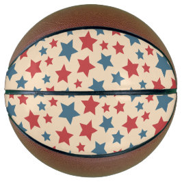 Red and Blue Stars, 4th of July, Beige Background バスケットボール