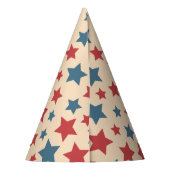 Red and Blue Stars, 4th of July, Beige Background パーティーハット (裏面)