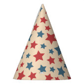 Red and Blue Stars, 4th of July, Beige Background パーティーハット (左)