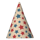 Red and Blue Stars, 4th of July, Beige Background パーティーハット (右)