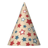 Red and Blue Stars, 4th of July, Beige Background パーティーハット (左)