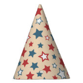 Red and Blue Stars, 4th of July, Beige Background パーティーハット (右)