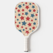 Red and Blue Stars, 4th of July, Beige Background ピックルボールラケット (裏面)