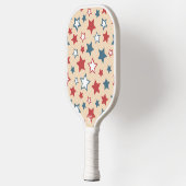 Red and Blue Stars, 4th of July, Beige Background ピックルボールラケット (左)