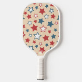 Red and Blue Stars, 4th of July, Beige Background ピックルボールラケット (裏面)
