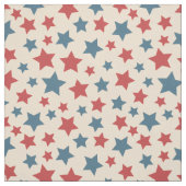Red and Blue Stars, 4th of July, Beige Background ファブリック (見本)