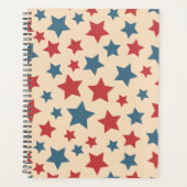 Red and Blue Stars, 4th of July, Beige Background プランナー手帳 (正面)