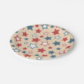 Red and Blue Stars, 4th of July, Beige Background ペーパープレート (アングル)