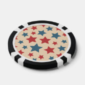 Red and Blue Stars, 4th of July, Beige Background ポーカーチップ (シングル)