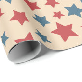 Red and Blue Stars, 4th of July, Beige Background ラッピングペーパー (ロールコーナー)