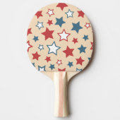Red and Blue Stars, 4th of July, Beige Background 卓球ラケット (正面)