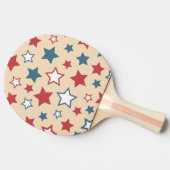 Red and Blue Stars, 4th of July, Beige Background 卓球ラケット (横)