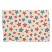 Red and Blue Stars, 4th of July, Beige Background 枕カバー (正面)