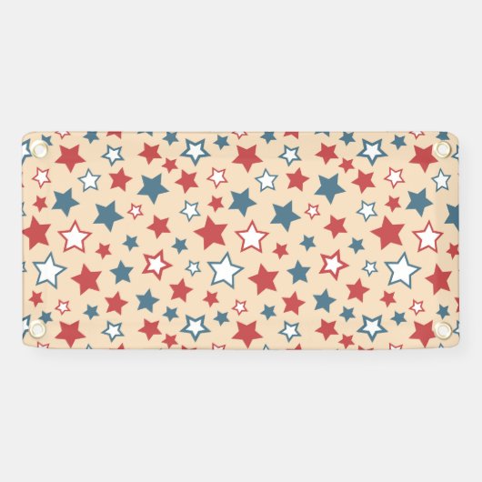 Red and Blue Stars, 4th of July, Beige Background 横断幕 (横)