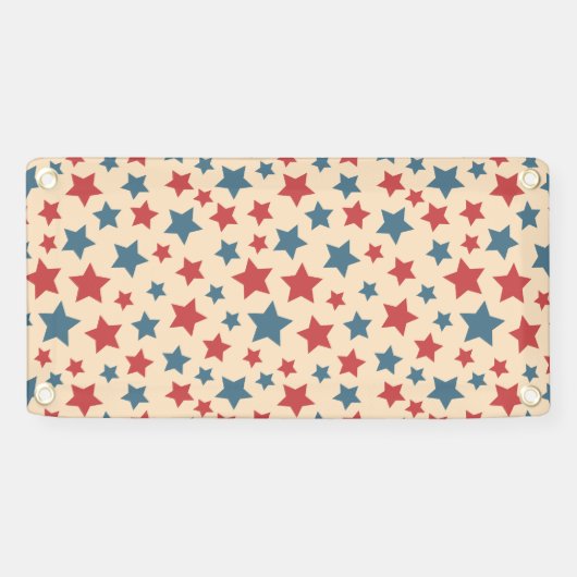 Red and Blue Stars, 4th of July, Beige Background 横断幕 (横)