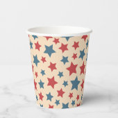 Red and Blue Stars, 4th of July, Beige Background 紙コップ (裏面)